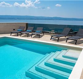 5 bedroom beachfront villa with heated pool near Omis, sleeps 9